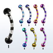 bnemt banana ceja acero quirurgico pvd rayas cebra bolas 3mm 8mm venta