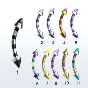 bnemtn banana ceja acero quirurgico pvd rayas cebra conos 3mm 8mm venta