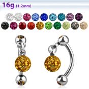 bner7 316l steel eyebrow banana w ferido crystal ball w resin