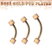 bnett2ds rose gold steel eyebrow banana w 2 2.5mm dices