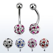 bnfr8a piercing ombligo acero quirurgico bola acero 5mm bola multi cristal ferido 8mm puntos venta