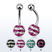 bnfr8d piercing ombligo titanio g23 bola acero 5mm bola multi cristal ferido triple linea mayorista