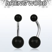 bngar piercing ombligo organico barra 316l bolas madera areng 5 8mm al por mayor