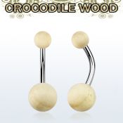 bngcr piercing ombligo organico barra 316l bolas madera cocodrilo 5 8mm distribuidor mayorista