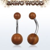 bngsw piercing ombligo organico barra 316l bolas madera sawo madera vieja 5 8mm distribuidor