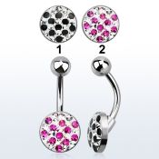 bnmtj23 piercing ombligo acero quirurgico disco plano 10mm cristal ferido puntos bola acero liso 5mm mayorista
