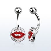 bnmtj25 piercing ombligo acero quirurgico disco plano 10mm cristal ferido beso bola acero liso 5mm venta