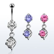 bnrz10 piercing ombligo acero quirurgico zirconia 8mm colgante delfin zirconia 38 10mm mayorista