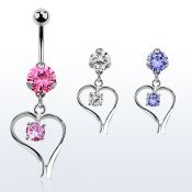 bnrz12 piercing ombligo acero quirurgico zirconia 8mm colgante corazon zirconia redonda interior 38 10mm mayorista