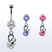 bnrz376z piercing ombligo acero quirurgico zirconia 8mm colgante cisne zirconita redonda 38 10mm distribuidor mayorista
