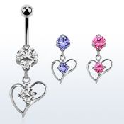 bnrz391 piercing ombligo acero quirurgico zirconia 8mm colgante corazon zirconia cz centro 38 10mm distribuidor