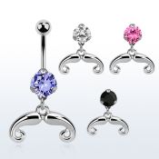 bnrz516 piercing ombligo acero quirurgico zirconia 8mm colgante bigote frances 38 10mm venta