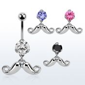 bnrz519 piercing ombligo acero quirurgico zirconia 8mm colgante bigote feliz 38 10mm venta
