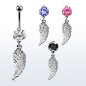 bnrz593 piercing ombligo acero quirurgico zirconia 8mm colgante ala pajaro 38 10mm venta