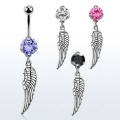 bnrz653 piercing ombligo acero quirurgico zirconia 8mm colgante liso ala pajaro color 38 10mm mayorista