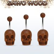 bnsask piercing ombligo acero quirurgico calavera tallada mano madera sawo bola 5mm madera sawo al por mayor