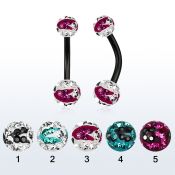 bnt2frsc piercing ombligo acero quirurgico anodizado bolas 5 6mm multi cristal ferido rayas cebra al por mayor