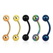 bntb5s anodized 316l steel eyebrow banana, with two 5mm balls
