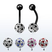 bntfr8a piercing ombligo acero quirurgico anodizado bola 5mm bola 8mm multi cristal ferido puntos al por mayor