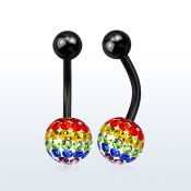 bntfr8g piercing ombligo acero quirurgico anodizado bola lisa 5mm bola 8mm multi cristal ferido bandera gay distribuidor mayorista