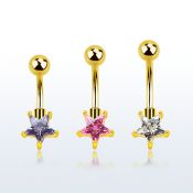bntstz piercing ombligo acero 316l anodizado zirconia 7mm estrella oro venta