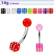 bnuvdic 316l steel belly banana w crystal studded uv ball dice