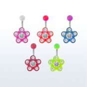 bnuvfl10 piercing ombligo acero quirurgico flor acrilica petalos cristal cristal centro bola acrilica distribuidor mayorista