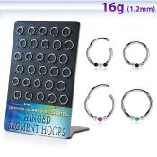 board w steel hinged segment rings w bi color crystals 