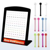 brac29 display 120 retainer piercing nariz hueso acrilico flexible 0 6mm bola 1 5mm al por mayor