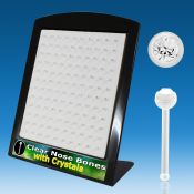 brac7 display expositor 120 piercings nariz acrilico transparente bola 2mm cristal redondo distribuidor