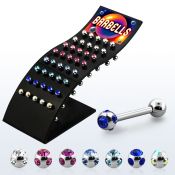 brbbc3 display 40 barbells lengua acero 316l bola multi joya 6mm 16mm mayorista