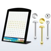 brbmx1 silver nose bone w ball flat 18k gold plated disc top