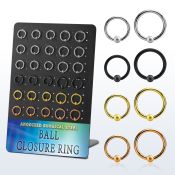 brcrt3b board w anodized steel ball closure rings 14g w 3mm ball