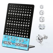 brczs display 60 pares piercings oreja plata esterlina zirconia claras redondas 2mm 5mm mayorista