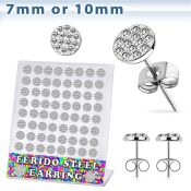 brerfr2 316l steel earring with clear ferido glued crystal