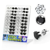 brescz4 316l steel earring stud with round prong cz stone