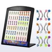 brgl3 display 60 bananas ceja acero quirurgico bolas conos acrilicos brillan oscurdad 3mm 8mm al por mayor