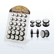 bripr high polished 316l steel fake plug with rubber o ring