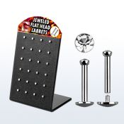 brlbfc display 24 labrets rosca interna acero quirurgico cristal plano 2 5mm desde 8mm distribuidor