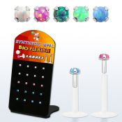 brlbi48 pequeno display 20 labrets bio flexibles transparentes plateada presion opalo 1 5mm distribuidor