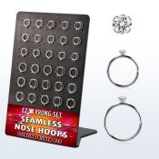 brnhm28 display 60 aro continuo nariz plata 925 0 6mm zirconia redonda 1 5mm 516 & 38 8mm & 10mm al por mayor