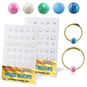 brnhm46 display 30 aro nariz continuo plata 925 0 6mm oro 18 kts bola opalo 3mm 8mm 12mm distribuidor mayorista