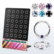 brnhm51 display 30 aro continuo plata 925 piercing septum 1mm zirconia 2mm centro entre 1 5mm 10mm mayorista