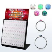 brnhmx36 display 96 aro continuo nariz plata 925 0 6mm opalos sinteticos redondos 2mm 516 & 38 8mm & 10mm al por mayor