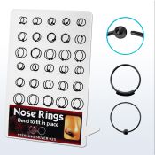 brnhp1 display 60 aros nariz plata esterlina negro bola 0 6mm 8mm 12mm distribuidor