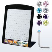 brnszm2 display unidades piercing nariz plata cz colores variados