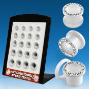 brpg93 board of acrylic flesh tunnels w crystal studded rim