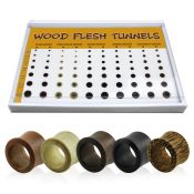 brpg95 display 70 dilataciones tunel doble flare madera teca cocodrilo sono coco madera negra 3mm 12mm distribuidor mayorista