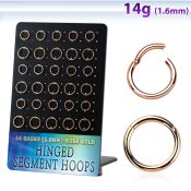 brsegh8 board w 30 rose gold steel hinged segment ring 1.6mm