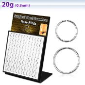 brsel1 board with 96 pcs of 316l steel seamless nose rings